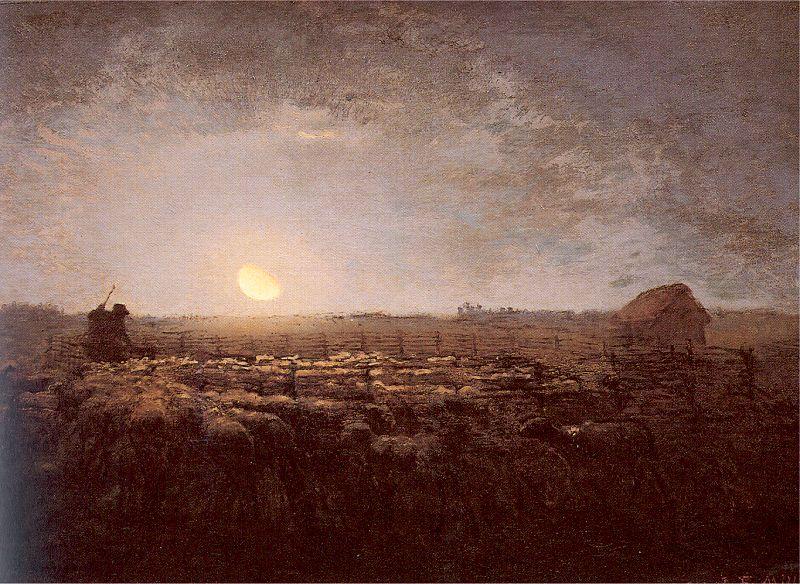 Jean-Franc Millet The Sheep Meadow Moonlight Sweden oil painting art
